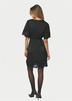 Xelina satin lace kjole Black Neo Noir 